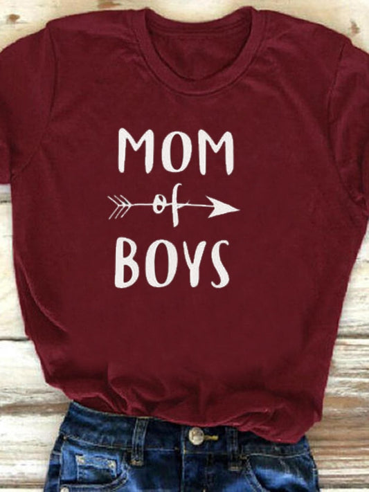 MOM OF BOYS Letter Print T Shirt Women Short Sleeve O Neck Loose Tshirt Ladies Summer Women Tee Shirt Tops Camisetas Mujer - TIKIJTRONICS # 0