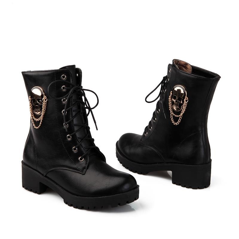 MORAZORA 2021 hot sale ankle boots for women skull street lace up platform women's boots fashion ladies autumn winter boots shoe - Premium 0 from TIKIJTRONICS - Just $38.19! Shop now at TIKIJTRONICS