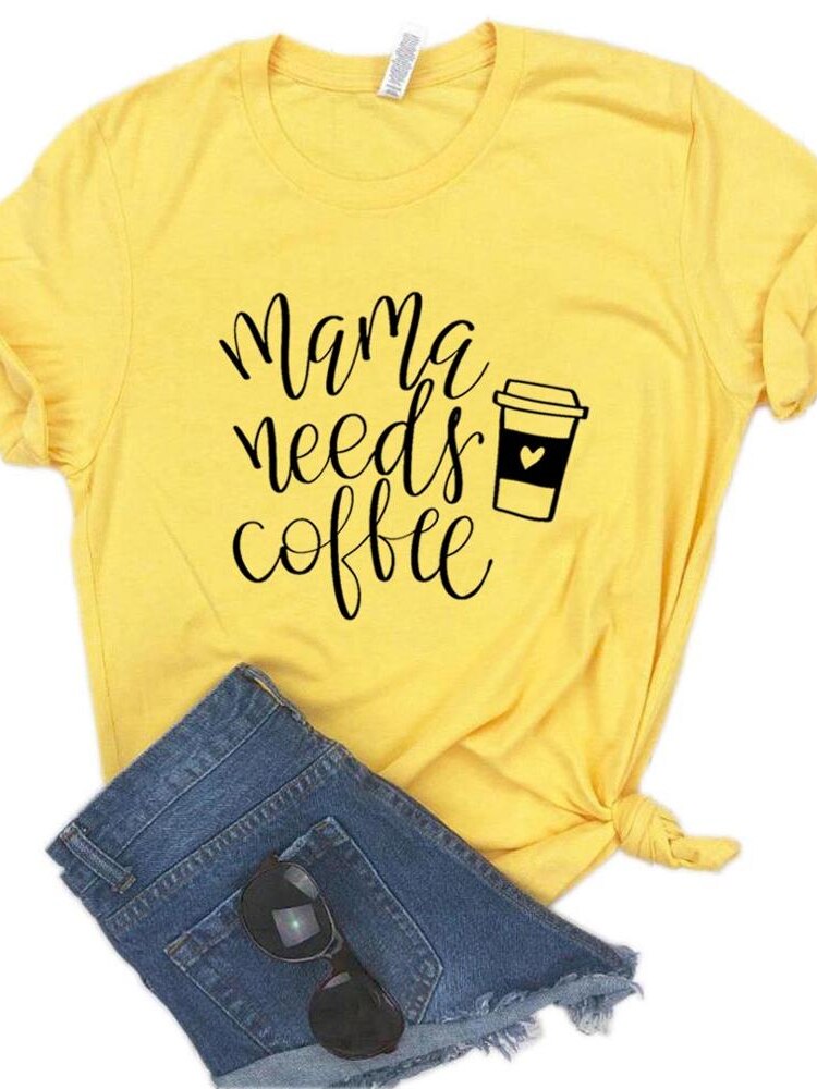 Mama Needs Coffee Letter Print T Shirt Women Short Sleeve O Neck Loose Women Tshirt Ladies Summer Fashion Tee Shirt Tops Clothes - TIKIJTRONICS # 0