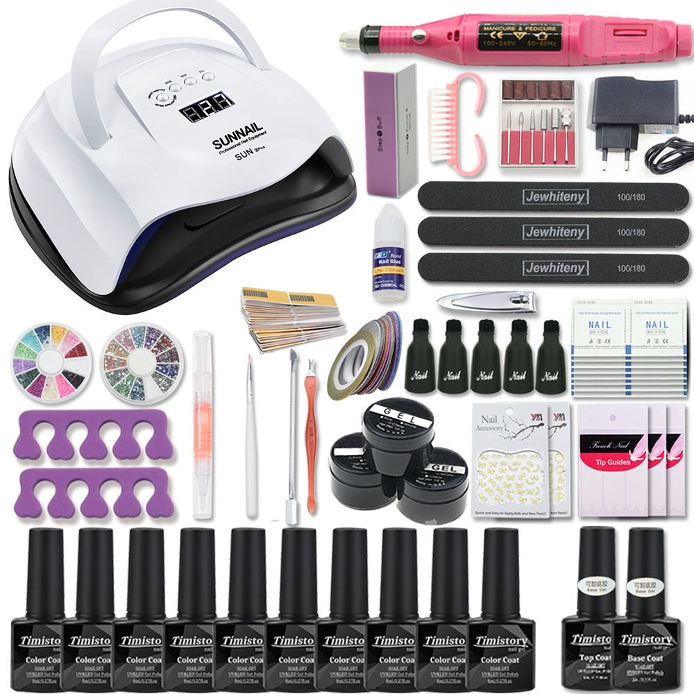 Manicure Set Acrylic Nail Set With 120/80/54W Nail Lamp 35000RPM Nail drill Machine Choose Gel Nail Polish Nail Art Tools - Premium 0 from TIKIJTRONICS - Just $20.42! Shop now at TIKIJTRONICS