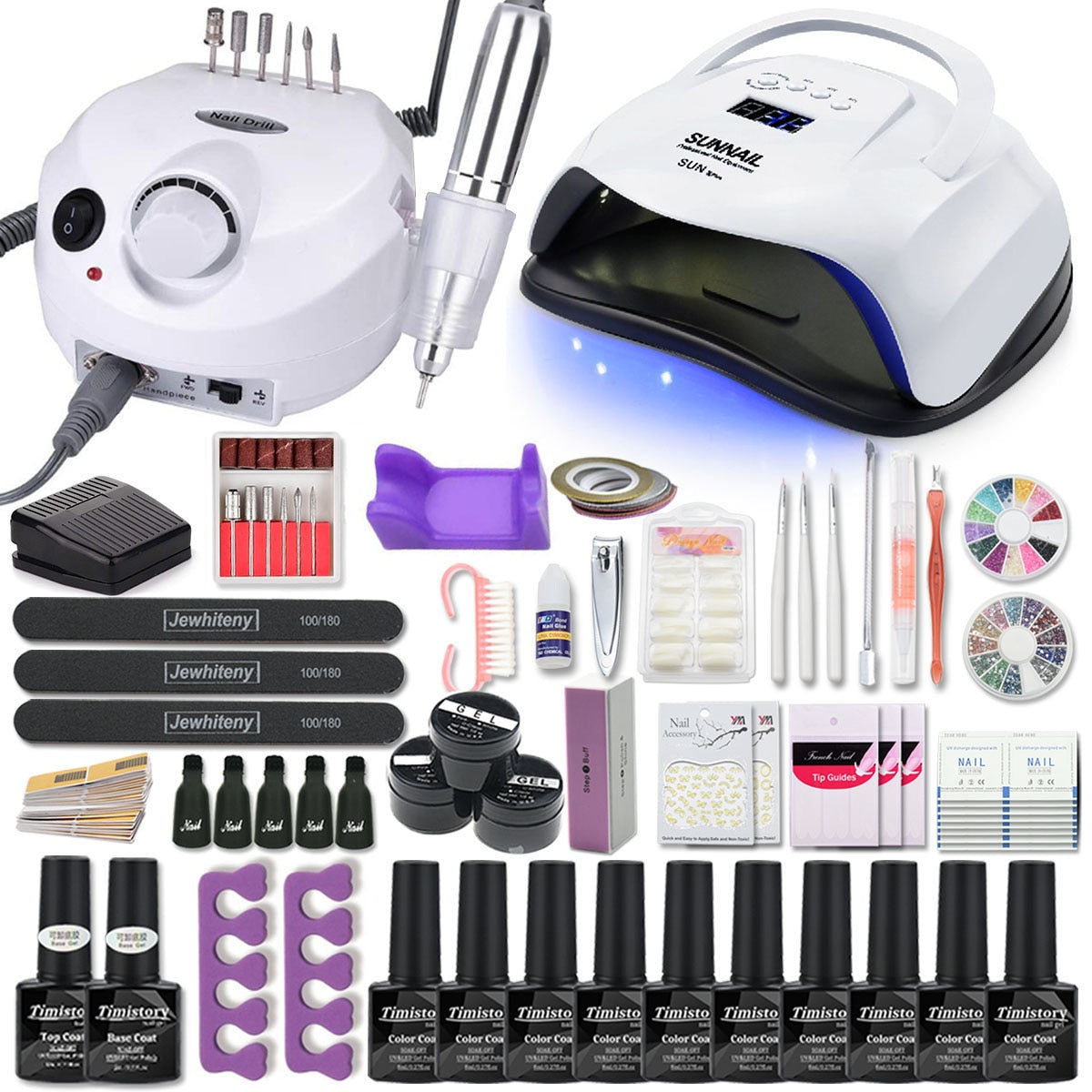 Manicure Set Acrylic Nail Set With 120/80/54W Nail Lamp 35000RPM Nail drill Machine Choose Gel Nail Polish Nail Art Tools - Premium 0 from TIKIJTRONICS - Just $20.42! Shop now at TIKIJTRONICS