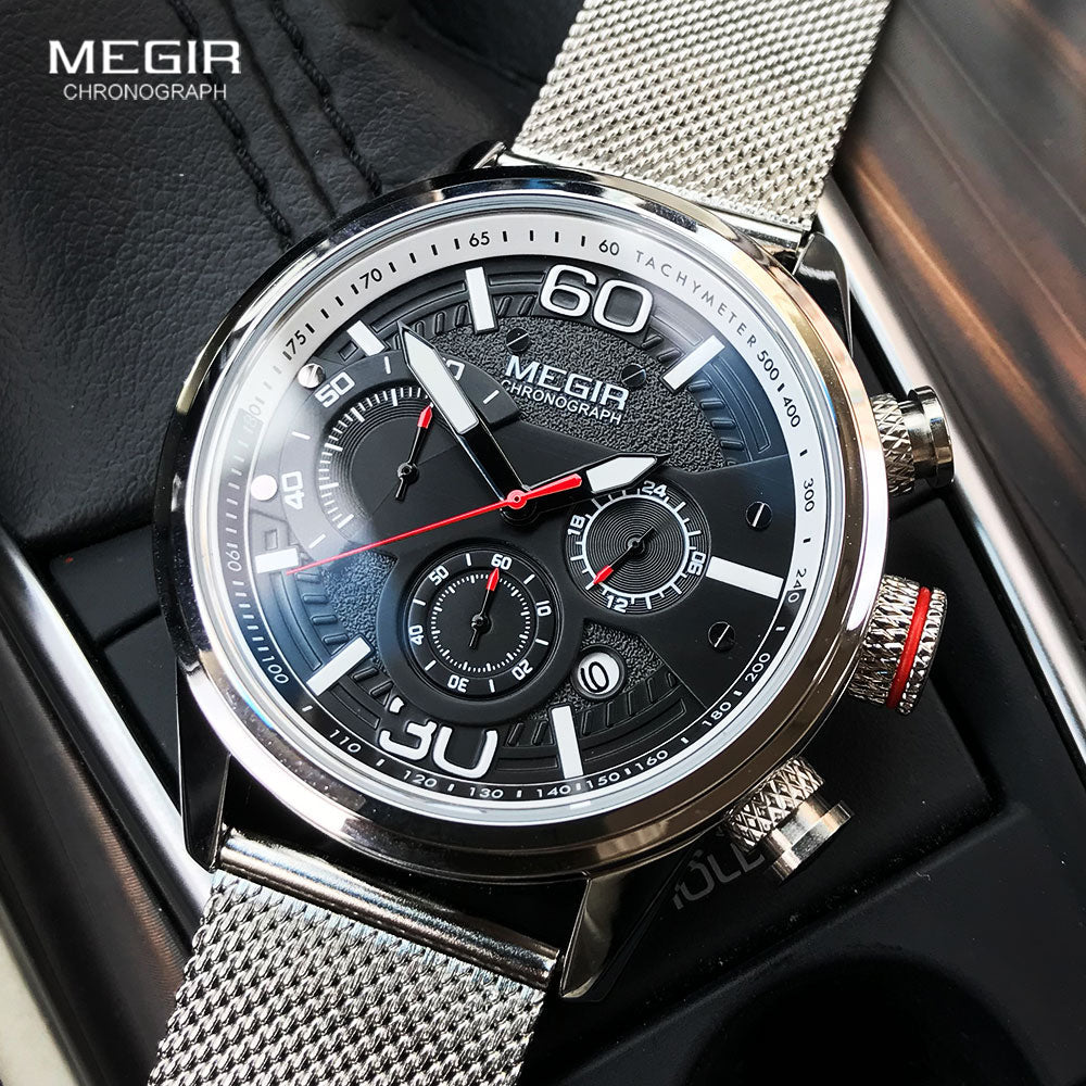 Megir Fashion Mens Watches 2020 Luxury Top Brand Quartz Watch Military Sport Mesh Strap Waterproof Wrist Watches Men Relogios - TIKIJTRONICS # 0