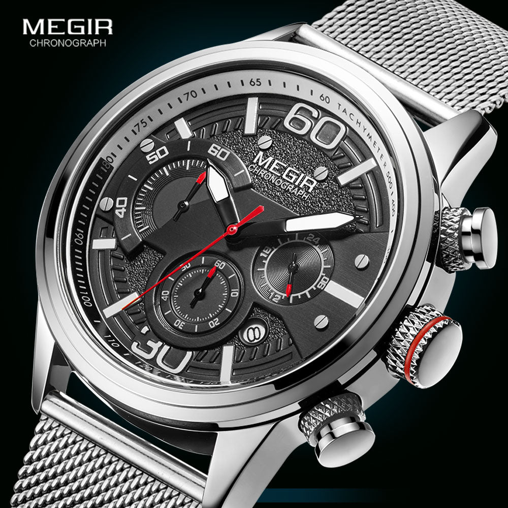 Megir Fashion Mens Watches 2020 Luxury Top Brand Quartz Watch Military Sport Mesh Strap Waterproof Wrist Watches Men Relogios - TIKIJTRONICS # 0