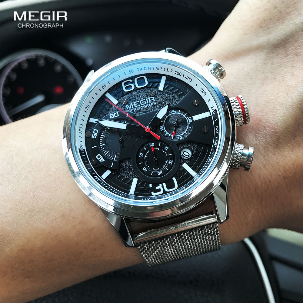 Megir Fashion Mens Watches 2020 Luxury Top Brand Quartz Watch Military Sport Mesh Strap Waterproof Wrist Watches Men Relogios - TIKIJTRONICS # 0