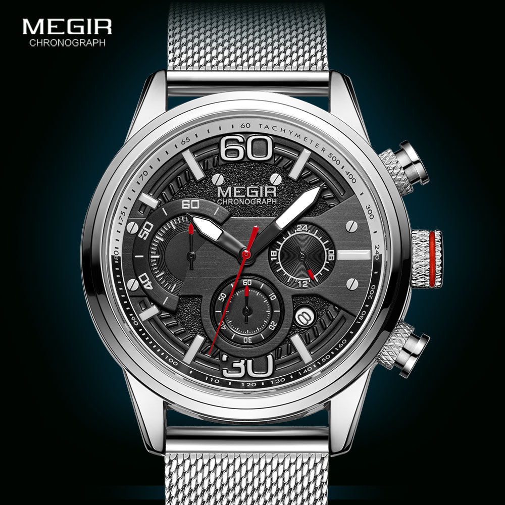 Megir Fashion Mens Watches 2020 Luxury Top Brand Quartz Watch Military Sport Mesh Strap Waterproof Wrist Watches Men Relogios - TIKIJTRONICS # 0