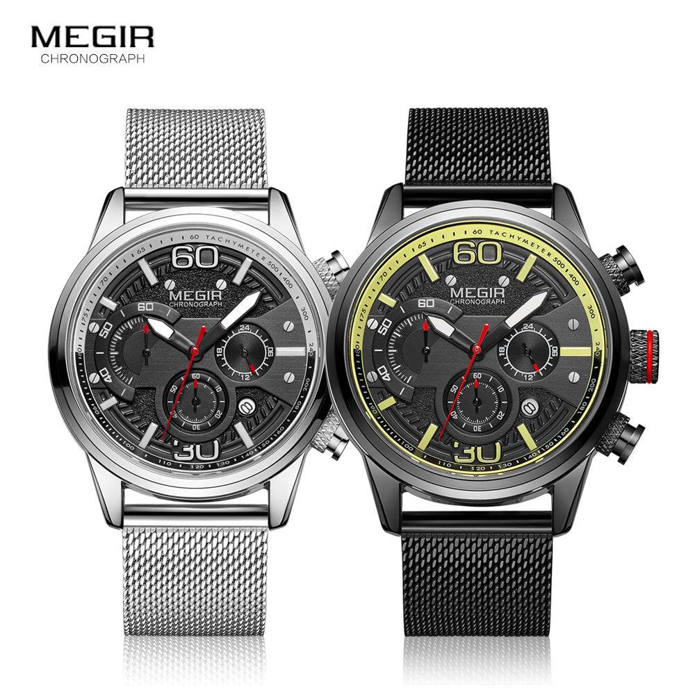 Megir Fashion Mens Watches 2020 Luxury Top Brand Quartz Watch Military Sport Mesh Strap Waterproof Wrist Watches Men Relogios - TIKIJTRONICS # 0