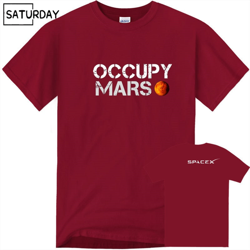 Men's Space X T Shirt Tesla Tees Casual Top Design Occupy Mars 100% Cotton Tee SHIRT Spacex Graphic Tees Men - TIKIJTRONICS 0 SPECIFICATIONSTops Type: TeesStyle: CasualSleeve Style: RegularSleeve Length(cm): ShortPattern Type: PrintOrigin: Mainland ChinaMaterial: CottonItem Type: TopsHooded: NoGender: MENFabric Type: BroadclothCollar: O-NeckCN: ZhejiangApplicable Season: Spring and SummerApplicable Scene: Daily TIKIJTRONICS  (Store description)