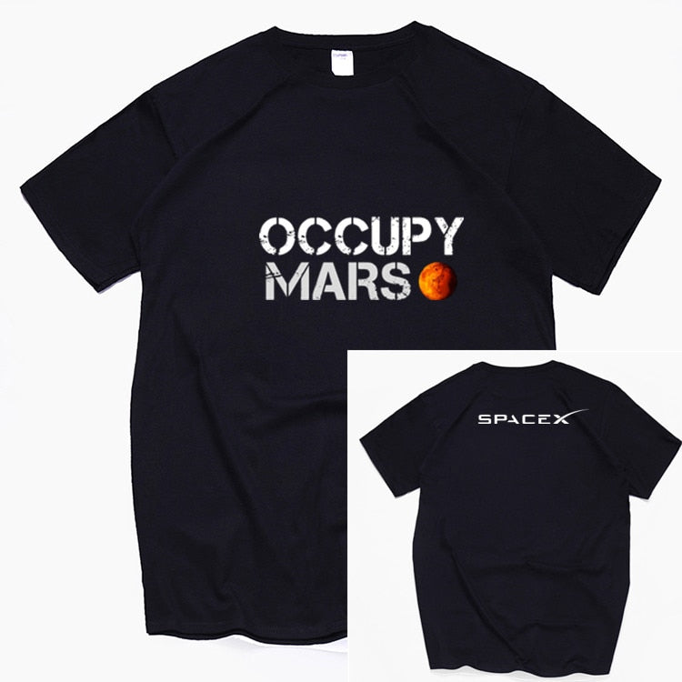 Men's Space X T Shirt Tesla Tees Casual Top Design Occupy Mars 100% Cotton Tee SHIRT Spacex Graphic Tees Men - TIKIJTRONICS 0 SPECIFICATIONSTops Type: TeesStyle: CasualSleeve Style: RegularSleeve Length(cm): ShortPattern Type: PrintOrigin: Mainland ChinaMaterial: CottonItem Type: TopsHooded: NoGender: MENFabric Type: BroadclothCollar: O-NeckCN: ZhejiangApplicable Season: Spring and SummerApplicable Scene: Daily TIKIJTRONICS  (Store description)