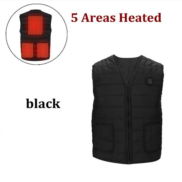 Men Autumn winter Smart heating Cotton Vest 9 area Heated V neck vest Women Outdoor Flexible Thermal Winter Warm Jacket M-7XL - TIKIJTRONICS # 0