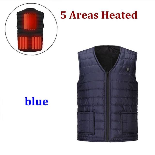 Men Autumn winter Smart heating Cotton Vest 9 area Heated V neck vest Women Outdoor Flexible Thermal Winter Warm Jacket M-7XL - TIKIJTRONICS # 0