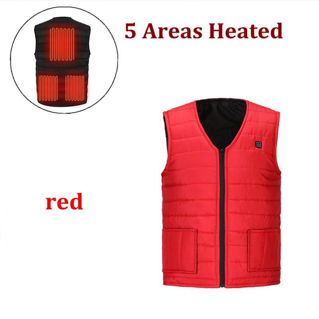 Men Autumn winter Smart heating Cotton Vest 9 area Heated V neck vest Women Outdoor Flexible Thermal Winter Warm Jacket M-7XL - TIKIJTRONICS # 0