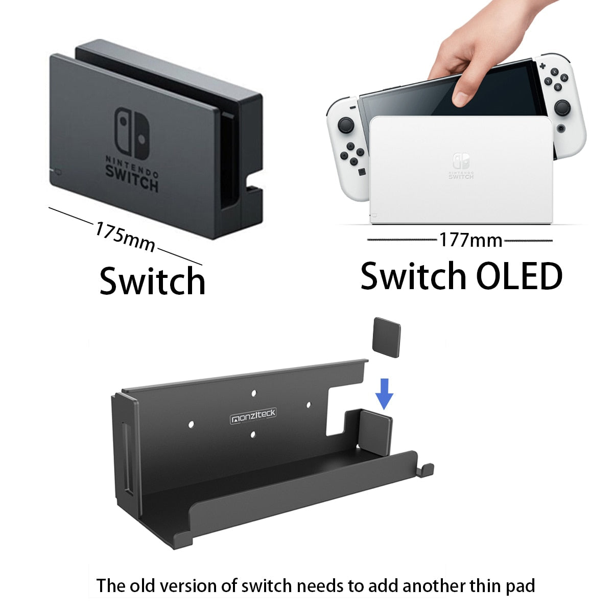 Monzlteck Wall Mount For  Nintend-o Switch(Compatible with OLED Version),Near or Behind TV,Space Saving - TIKIJTRONICS 0 SPECIFICATIONSis_customized: noWith USB: noOrigin: Mainland ChinaModel Number: wn-01Compatible Nintendo Model: Nintendo SwitchCompatible Brand/Model: NintendoBrand Name: monzlteck TIKIJTRONICS  (Store description)