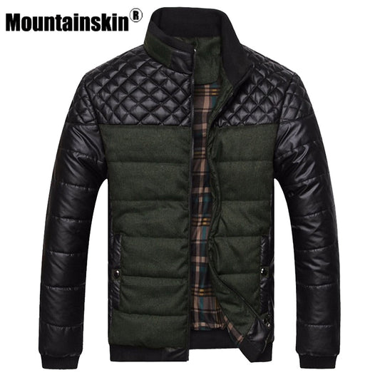 Mountainskin Brand Men's Jackets and Coats 4XL PU Patchwork Designer Jackets Men Outerwear Winter Fashion Male Clothing SA004 - Premium 0 from TIKIJTRONICS - Just $25.49! Shop now at TIKIJTRONICS