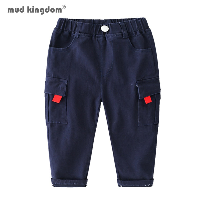 Mudkingdom Boys Cargo Pants Chino Solid Causal Cotton Trousers for Kids Clothes Pocket Elastic Waist Toddler Spring Pants - TIKIJTRONICS # 0