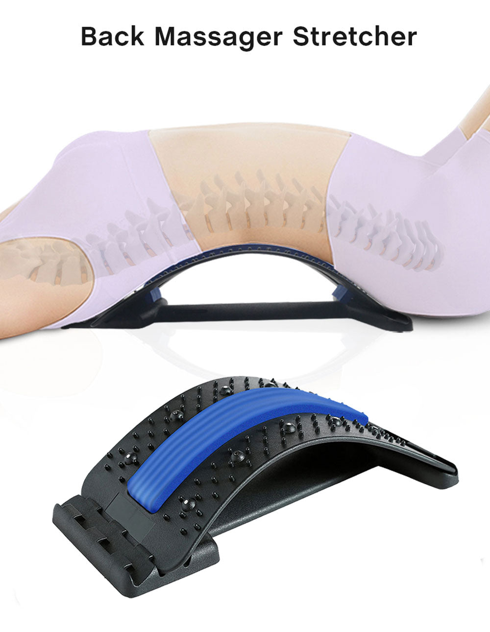 Multi-Level Adjustable Back Massager Stretcher Waist Neck Stretch Fitness Lumbar Cervical Spine Support backpain Relief Relax - TIKIJTRONICS # 0