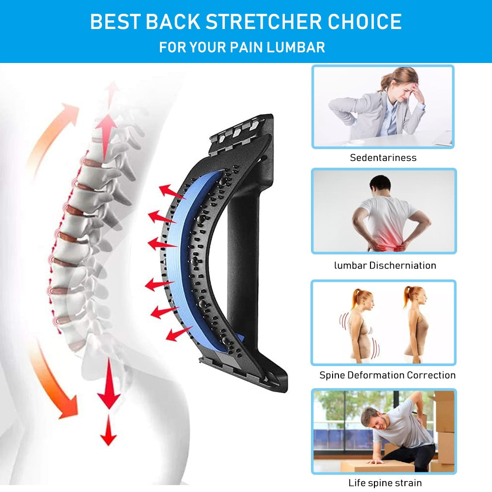 Multi-Level Adjustable Back Massager Stretcher Waist Neck Stretch Fitness Lumbar Cervical Spine Support backpain Relief Relax - TIKIJTRONICS # 0