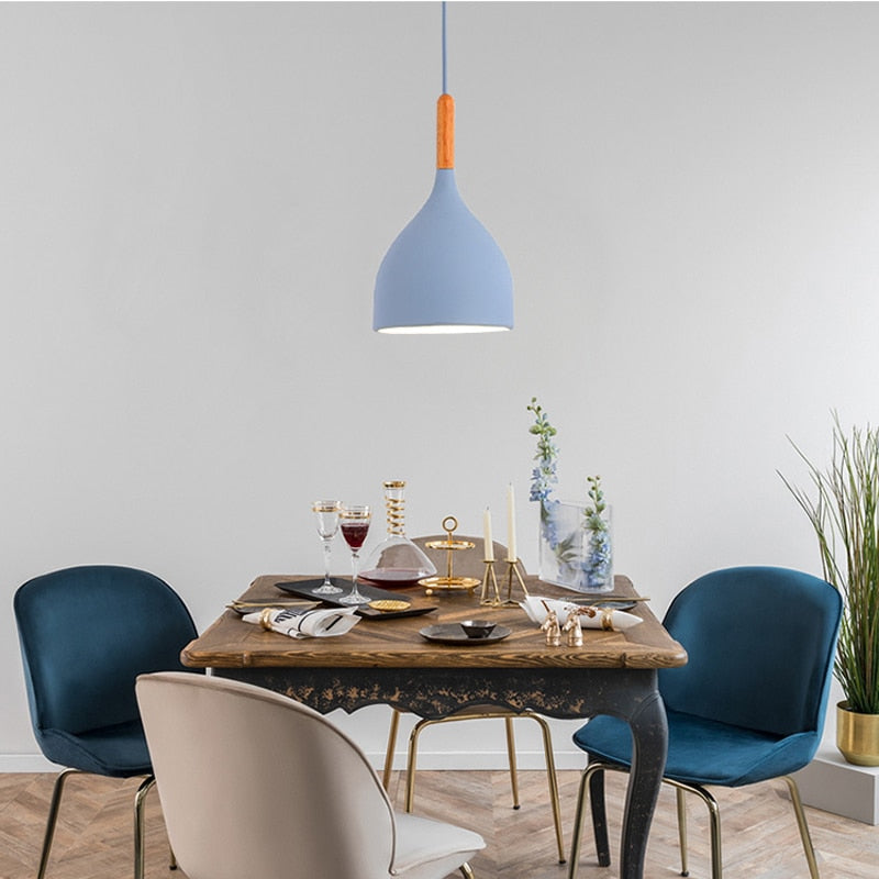 Multicolour Lustre Pendant Lights Restaurant Wood Hanging lighting kitchen Light Fixtures Modern E27 LED Loft Hanglamp TIKIJTRONICS