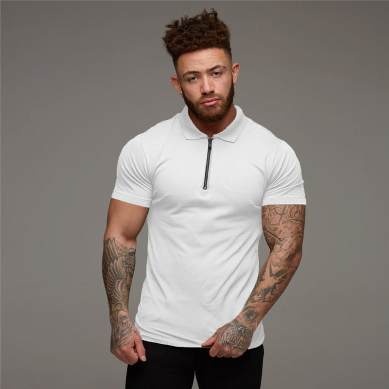 Muscleguys Man Fashion Polo Shirt Casual Fashion Plain Color Short Sleeve High Quality Slim Polo Shirt Men Fitness Polo homme - TIKIJTRONICS # 0