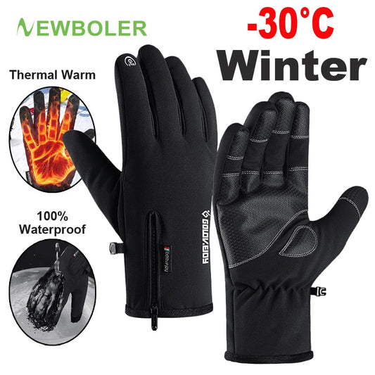 NEWBOLER Cycling Gloves Winter Full Finger Waterproof Skiing Outdoor Sport Bicycle Gloves For Bike Scooter Motorcycle Man Women - TIKIJTRONICS # 0