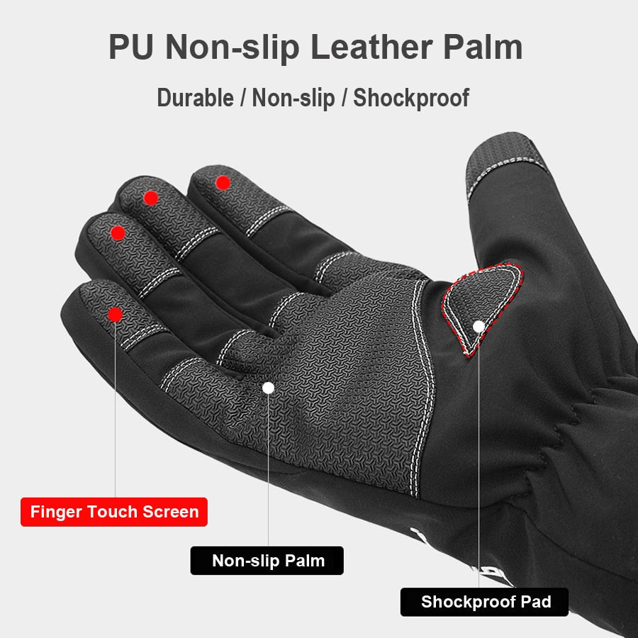 NEWBOLER Cycling Gloves Winter Full Finger Waterproof Skiing Outdoor Sport Bicycle Gloves For Bike Scooter Motorcycle Man Women - TIKIJTRONICS # 0