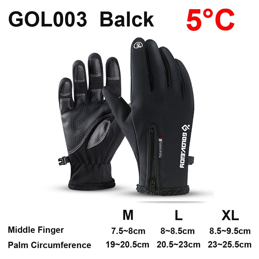 NEWBOLER Cycling Gloves Winter Full Finger Waterproof Skiing Outdoor Sport Bicycle Gloves For Bike Scooter Motorcycle Man Women - TIKIJTRONICS # 0