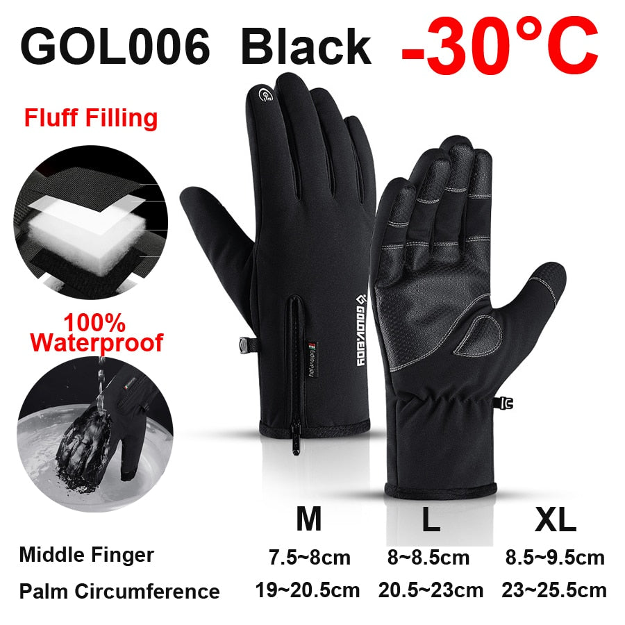 NEWBOLER Cycling Gloves Winter Full Finger Waterproof Skiing Outdoor Sport Bicycle Gloves For Bike Scooter Motorcycle Man Women - TIKIJTRONICS # 0