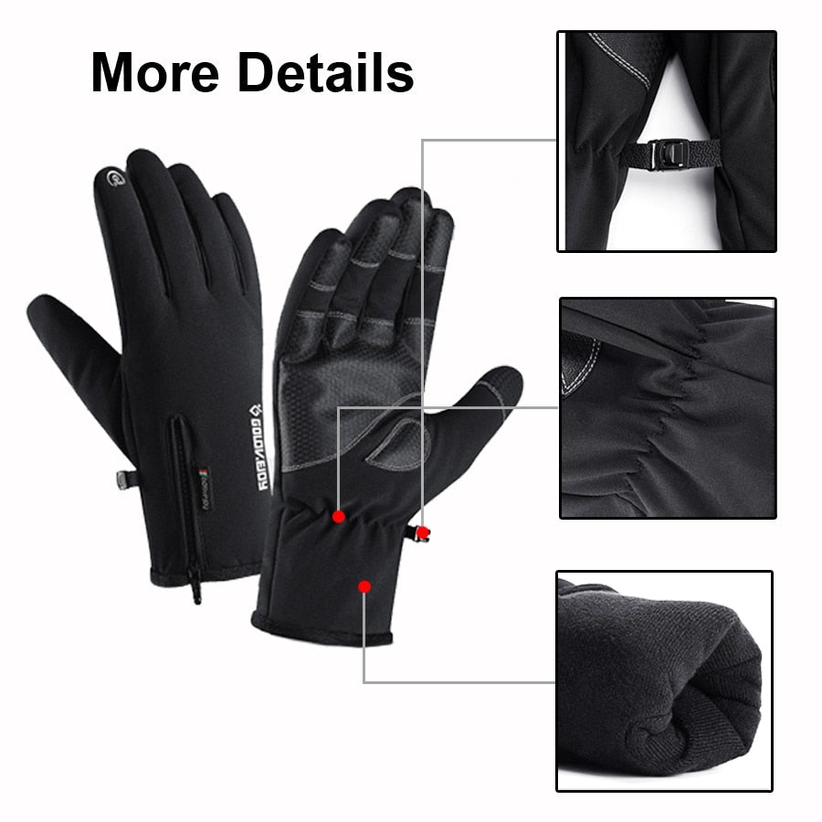 NEWBOLER Cycling Gloves Winter Full Finger Waterproof Skiing Outdoor Sport Bicycle Gloves For Bike Scooter Motorcycle Man Women - TIKIJTRONICS # 0