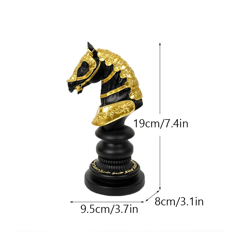 NORTHEUINS Resin Retro International Chess Figurine for Interior King Knight Sculpture Home Desktop Decor Living Room Decoration - TIKIJTRONICS # 0