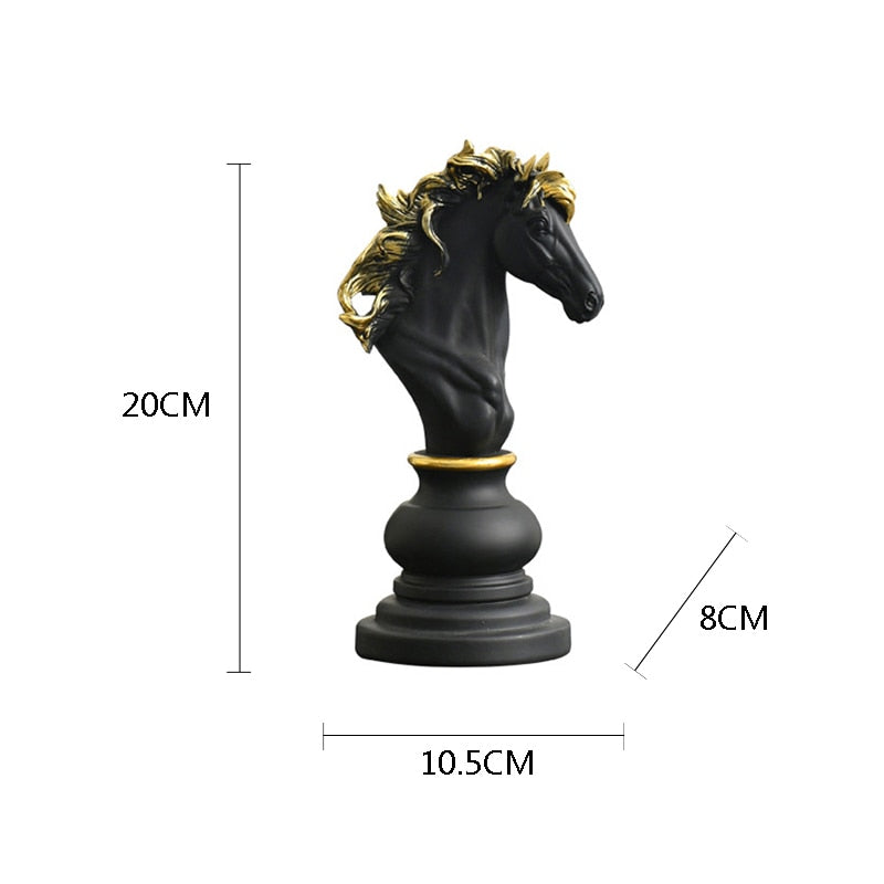 NORTHEUINS Resin Retro International Chess Figurine for Interior King Knight Sculpture Home Desktop Decor Living Room Decoration - TIKIJTRONICS # 0