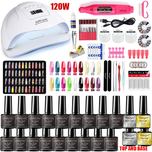 Nail set 120/54W UV LED LAMP for Manicure Gel nail polish Set Kit Gel Varnish Electric Nail Drill Manicure Sets Nail Art Tools TIKIJTRONICS