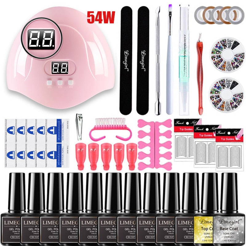 Nail set 120/54W UV LED LAMP for Manicure Gel nail polish Set Kit Gel Varnish Electric Nail Drill Manicure Sets Nail Art Tools TIKIJTRONICS