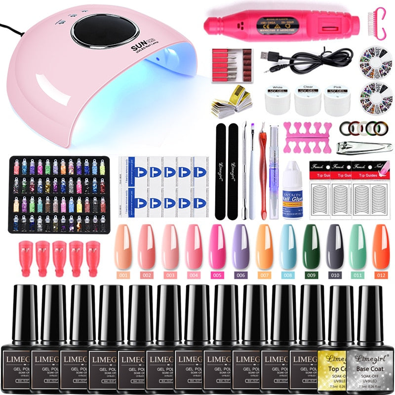 Nail set 120/54W UV LED LAMP for Manicure Gel nail polish Set Kit Gel Varnish Electric Nail Drill Manicure Sets Nail Art Tools TIKIJTRONICS