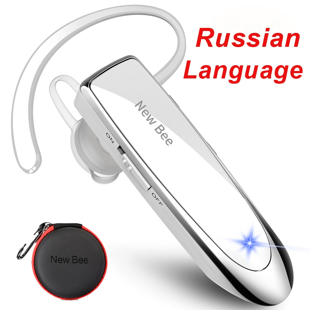 New Bee Bluetooth Headset V5.0 Wireless Earphones Headphones with Mic 24Hrs Earbuds Earpiece Mini Handsfree for iPhone xiaomi TIKIJTRONICS