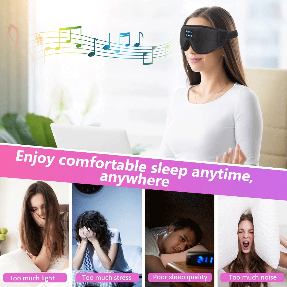 New 3D wireless music headphone sleep breathable smart eye mask Bluetooth headset call with mic for ios Android mac Dropshipping - TIKIJTRONICS # 0