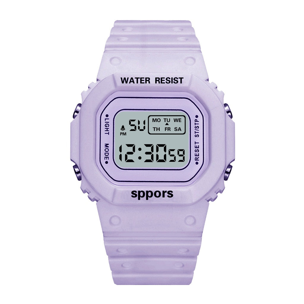 New Fashion Transparent Digital Watch Square Women Watches Sports Electronic Wrist Watch Reloj Mujer Clock Dropshipping - TIKIJTRONICS 0 SPECIFICATIONSWater Resistance Depth: 3BarStyle: simpleOrigin: Mainland ChinaMovement: DigitalFeature: AlarmFeature: Water ResistantFeature: Complete CalendarFeature: luminous handsDial Window Material Type: HardlexClasp Type: Bracelet ClaspCase Shape: RectangleCase Material: Tungsten SteelBand Material Type: Silicone TIKIJTRONICS  (Store description)