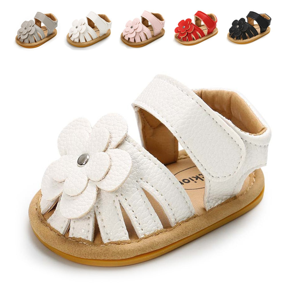 New Infant Baby Shoes Baby Boy Girl Shoes Toddler Flats Summer Sandal Flower Soft Rubber Sole Anti-Slip Crib Shoes First Walker - TIKIJTRONICS # 0