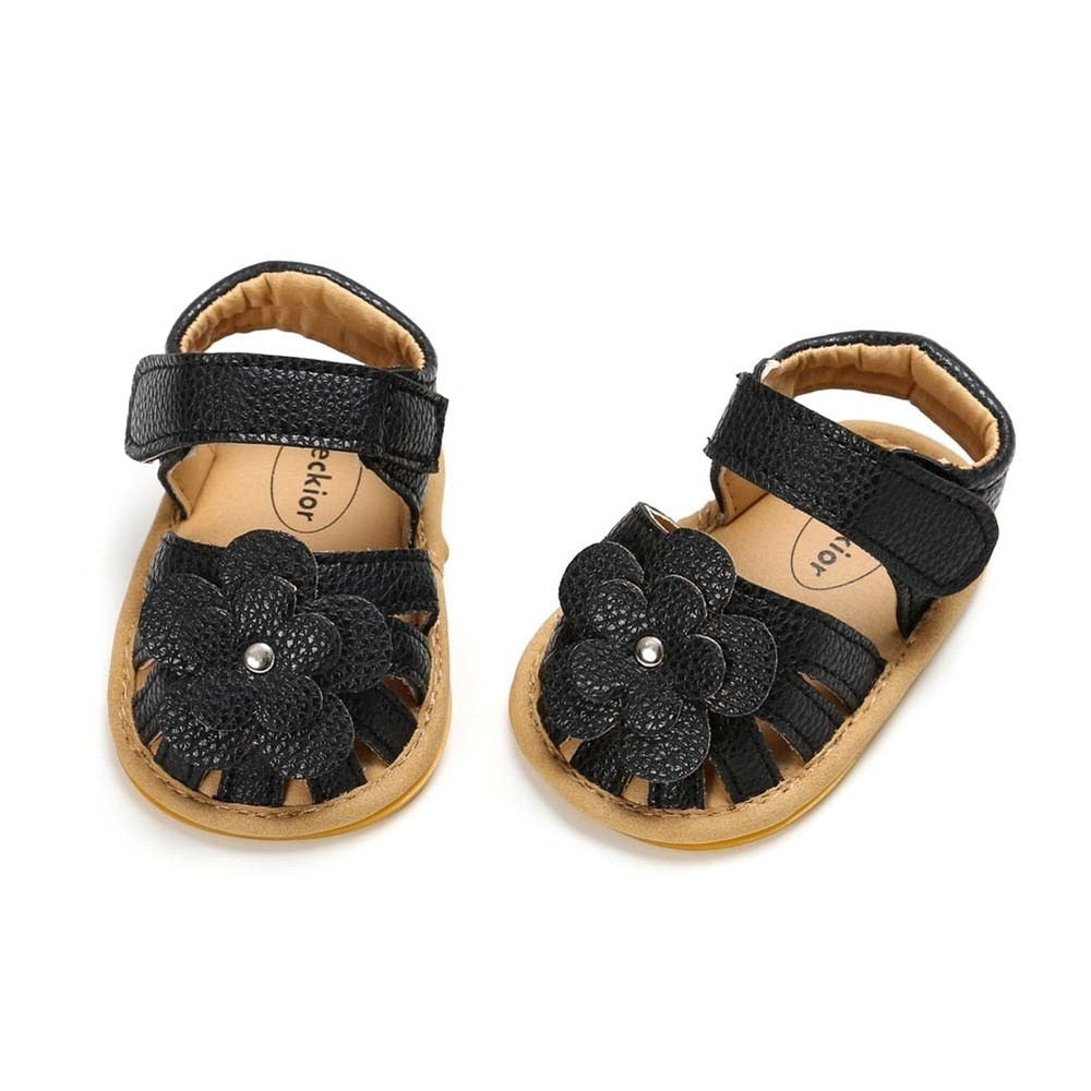 New Infant Baby Shoes Baby Boy Girl Shoes Toddler Flats Summer Sandal Flower Soft Rubber Sole Anti-Slip Crib Shoes First Walker - TIKIJTRONICS # 0