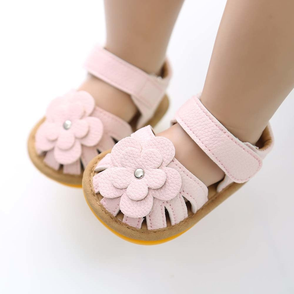 New Infant Baby Shoes Baby Boy Girl Shoes Toddler Flats Summer Sandal Flower Soft Rubber Sole Anti-Slip Crib Shoes First Walker - TIKIJTRONICS # 0