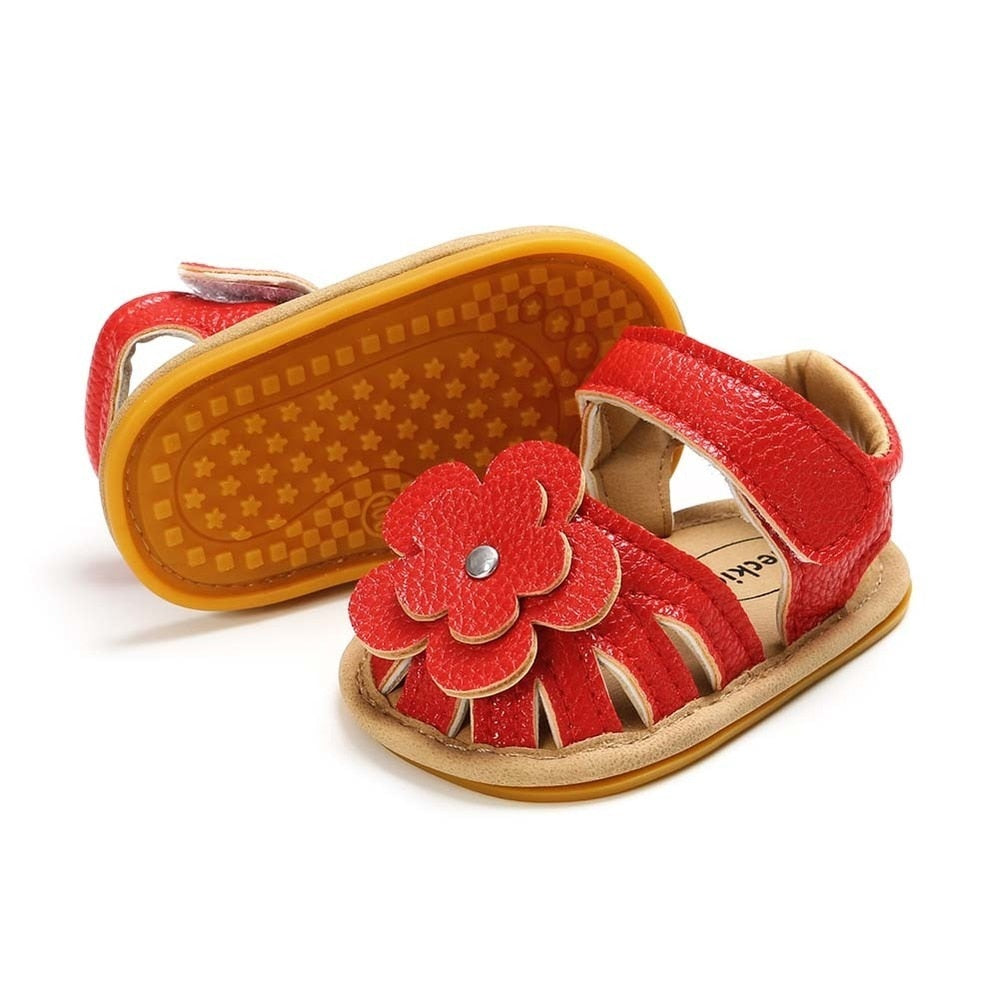 New Infant Baby Shoes Baby Boy Girl Shoes Toddler Flats Summer Sandal Flower Soft Rubber Sole Anti-Slip Crib Shoes First Walker - TIKIJTRONICS # 0