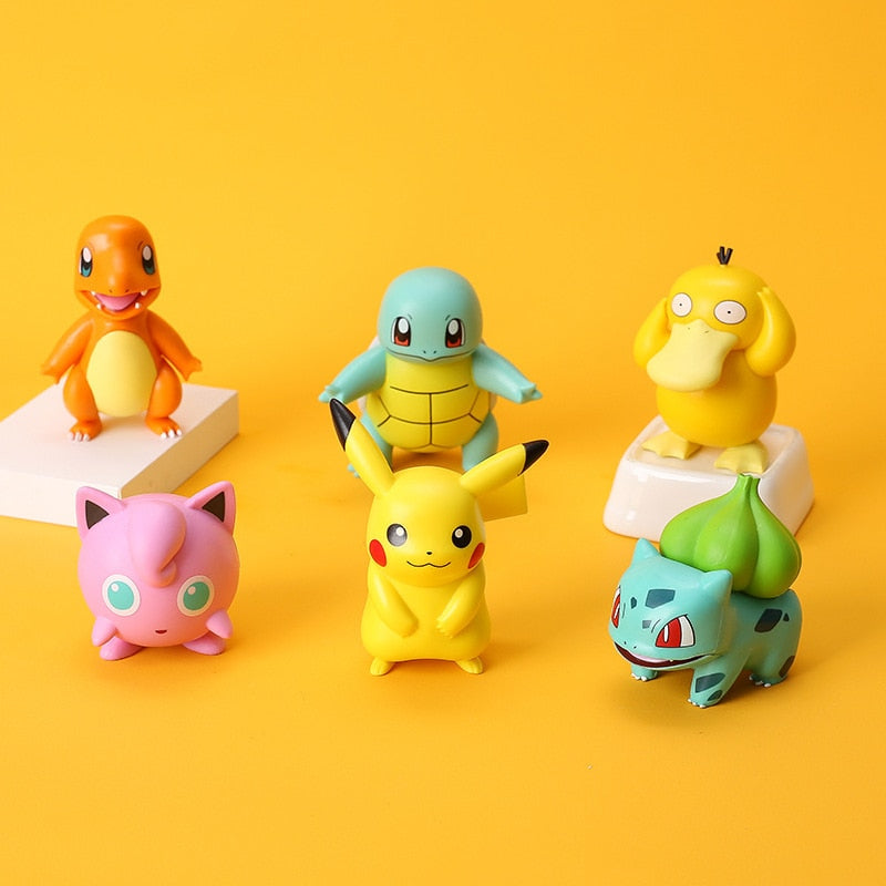 New Pokemon Anime Figure Pikachu Charmander Squirtle Bulbasaur Eevee Mew Gengar Cute Doll Pet Action Collect Model Kids Toy Gift - TIKIJTRONICS # 0