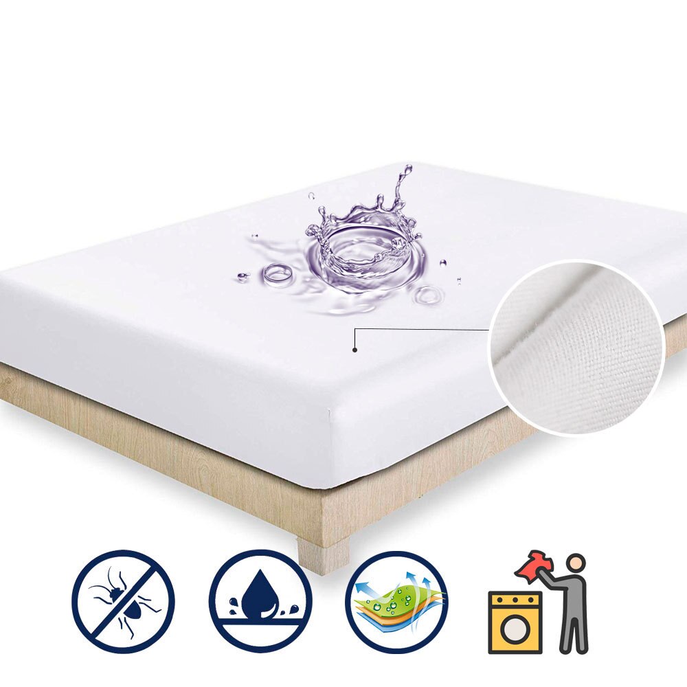 New Waterproof Mattress Protector Solid Cover For Bed Breathable Hypoallergenic Protection Pad Cover Anti-mite Bed Linens - TIKIJTRONICS # 0