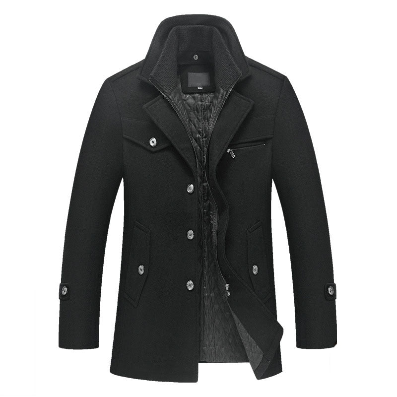 New Winter Wool Coat Slim Fit Jackets Mens Casual Warm Outerwear Jacket and coat Men Pea Coat Size M-4XL DROP SHIPPING - TIKIJTRONICS # 0