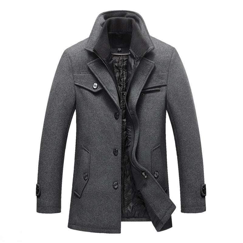 New Winter Wool Coat Slim Fit Jackets Mens Casual Warm Outerwear Jacket and coat Men Pea Coat Size M-4XL DROP SHIPPING - TIKIJTRONICS # 0