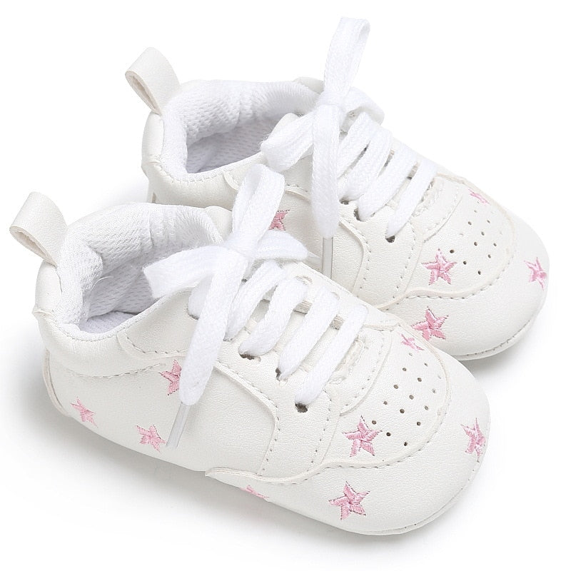 Newborn Print Heart Star Baby Sneaker PU Leather Baby Boys Girls First Walkers Soft Sole Infant Toddler Baby Shoes For 0-18M TIKIJTRONICS