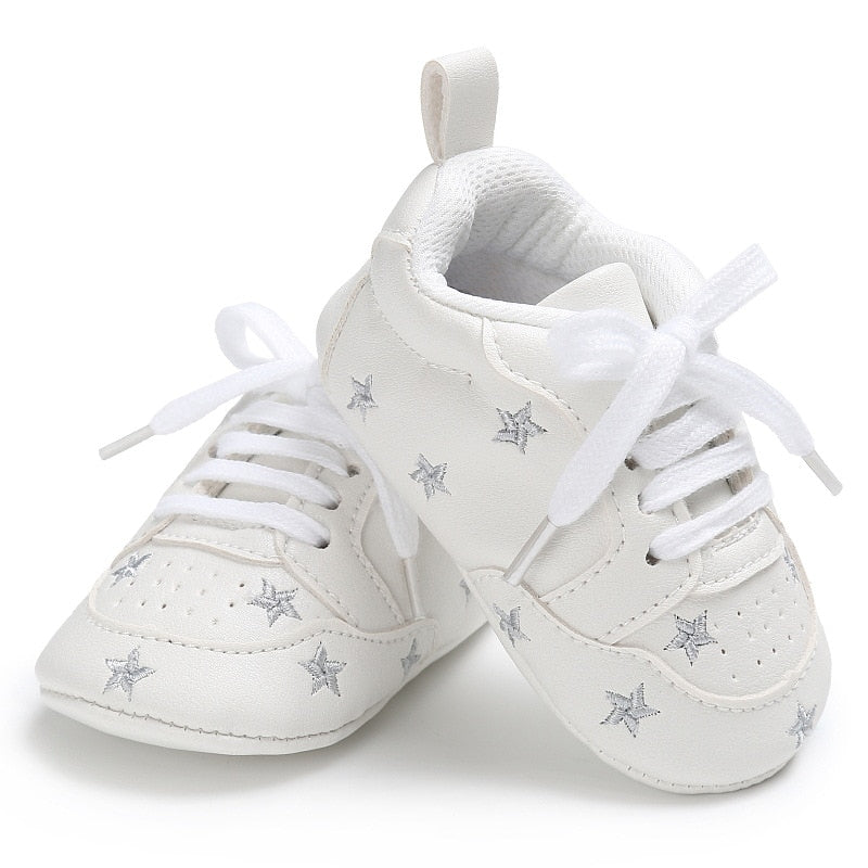 Newborn Print Heart Star Baby Sneaker PU Leather Baby Boys Girls First Walkers Soft Sole Infant Toddler Baby Shoes For 0-18M TIKIJTRONICS