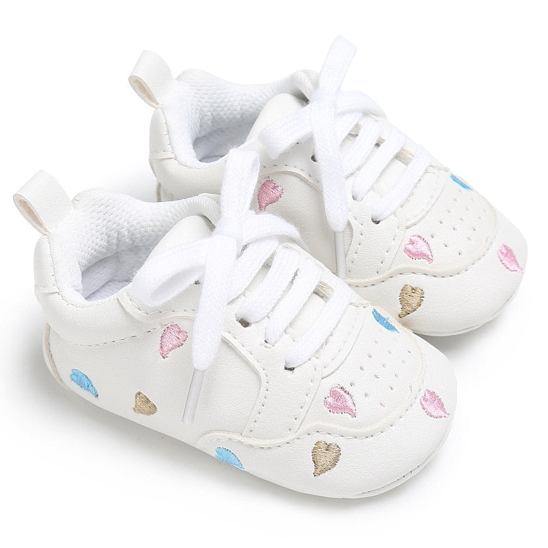 Newborn Print Heart Star Baby Sneaker PU Leather Baby Boys Girls First Walkers Soft Sole Infant Toddler Baby Shoes For 0-18M - TIKIJTRONICS # 0