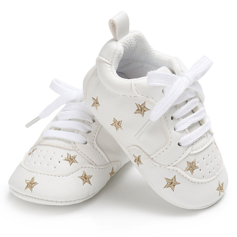 Newborn Print Heart Star Baby Sneaker PU Leather Baby Boys Girls First Walkers Soft Sole Infant Toddler Baby Shoes For 0-18M - TIKIJTRONICS # 0