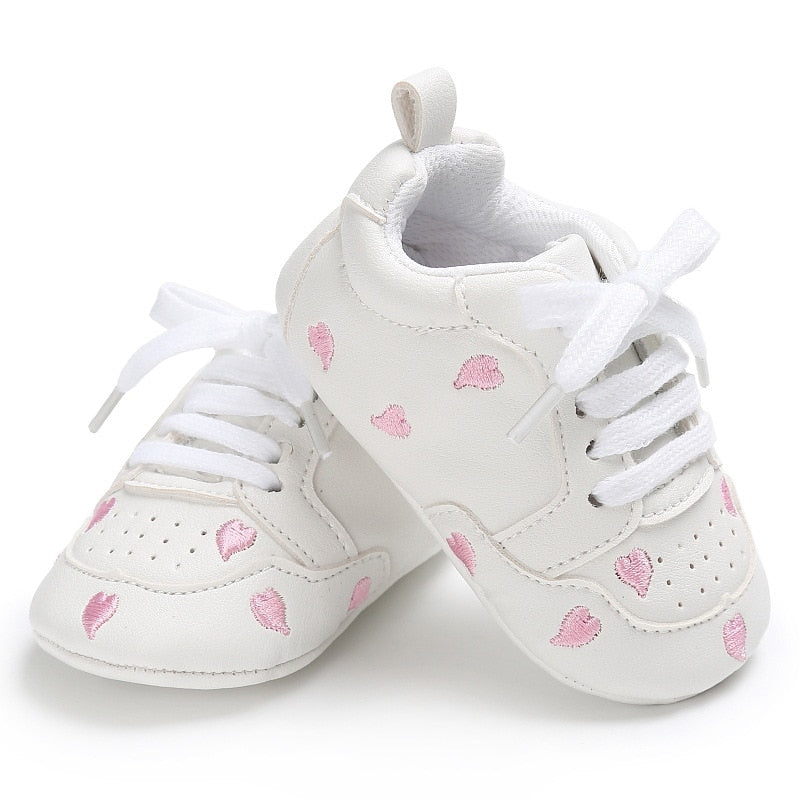 Newborn Print Heart Star Baby Sneaker PU Leather Baby Boys Girls First Walkers Soft Sole Infant Toddler Baby Shoes For 0-18M - TIKIJTRONICS # 0