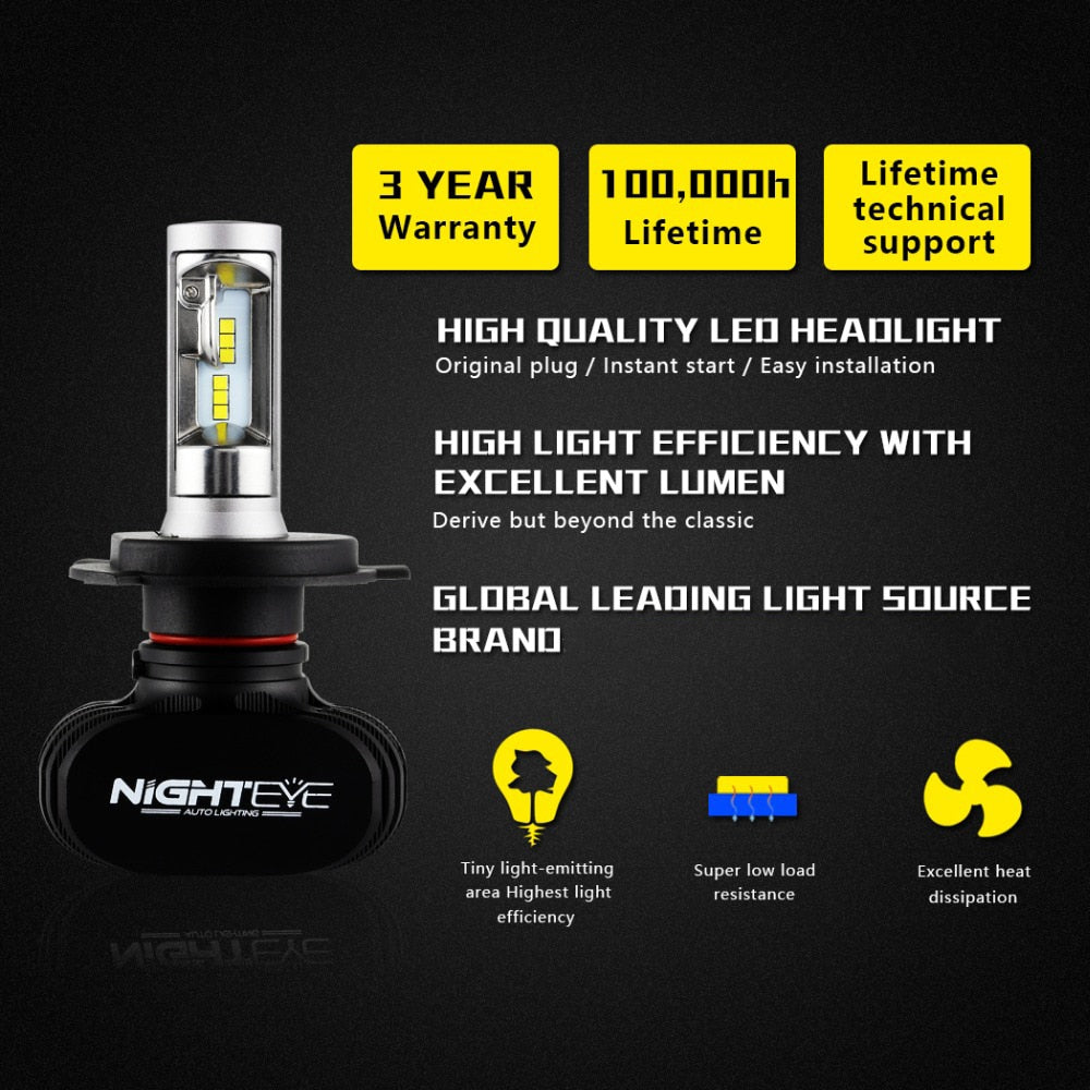 Nighteye Led H4 H7 H8 H9 H11 8000LM 50W 6500K Car LED Headlights White Fog Lamps 9005 HB3 9006 HB4 Fog Light Bulbs - TIKIJTRONICS # 0