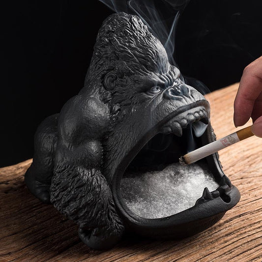 Nordic Style Ceramic Gorilla Shape Ashtray Anti-Fly Ash Mini Ashtray For Car Living Room Cigarette Ashtray For Home Ornament - TIKIJTRONICS # 0